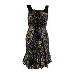 MARC JACOBS Größe 2 Schwarzes, goldfarbenes & lila Jacquard-Cocktailkleid aus Baumwollmischung