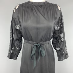 MARC JACOBS Size 2 Black Lace Sleeve Drawstring Dress
