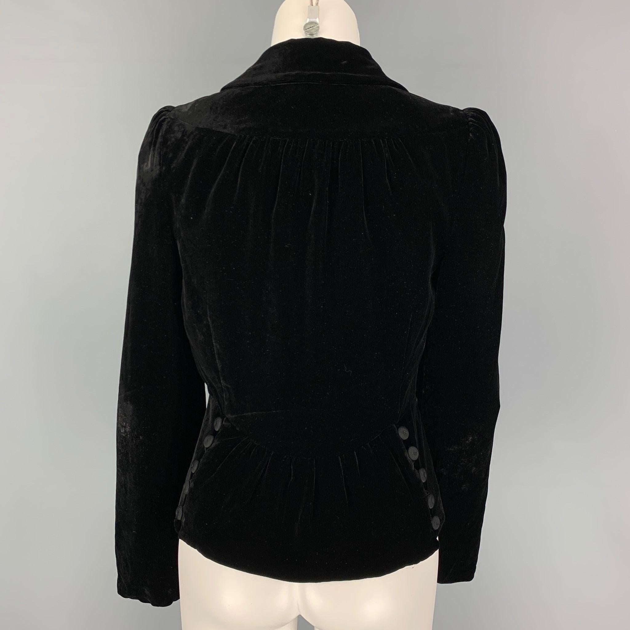 MARC JACOBS Size 2 Black Rayon Blend Velvet Jacket In Good Condition For Sale In San Francisco, CA