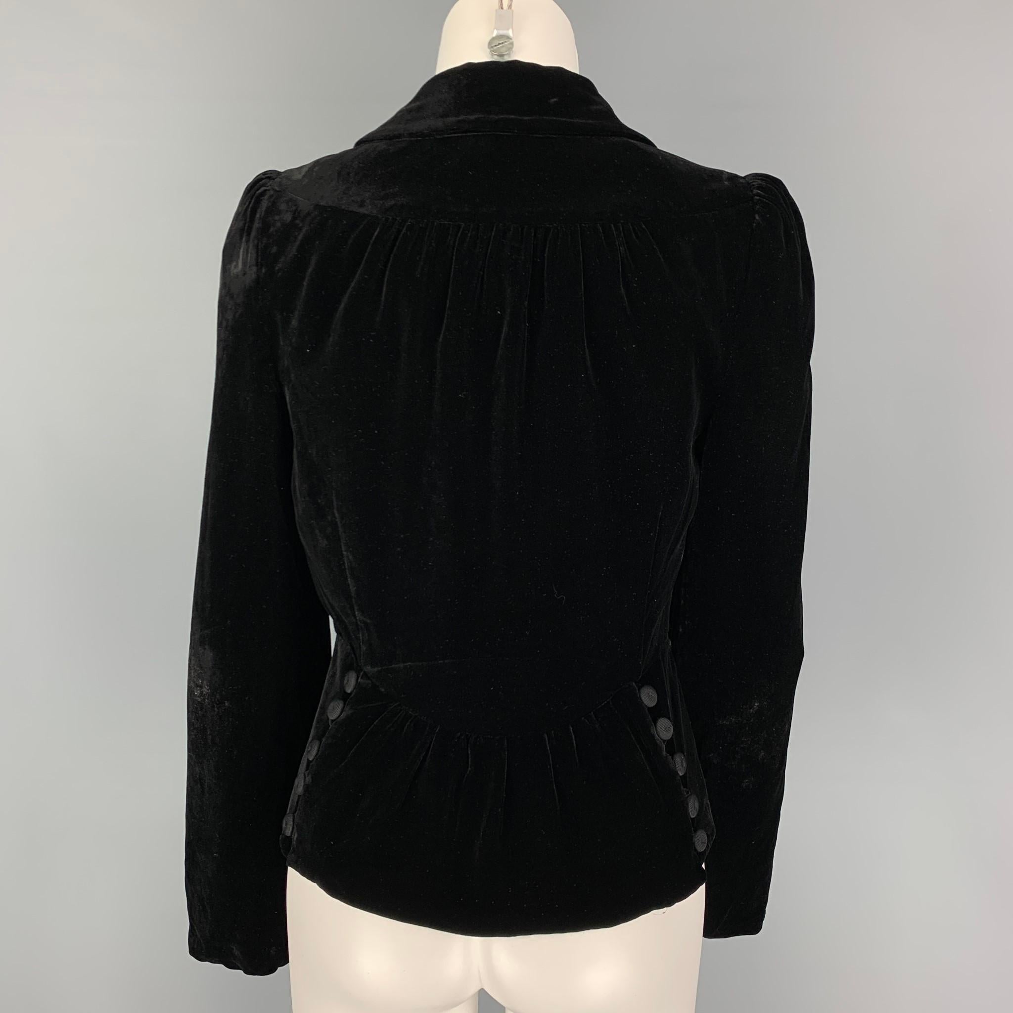 MARC JACOBS Size 2 Black Rayon Blend Velvet Jacket In Good Condition In San Francisco, CA