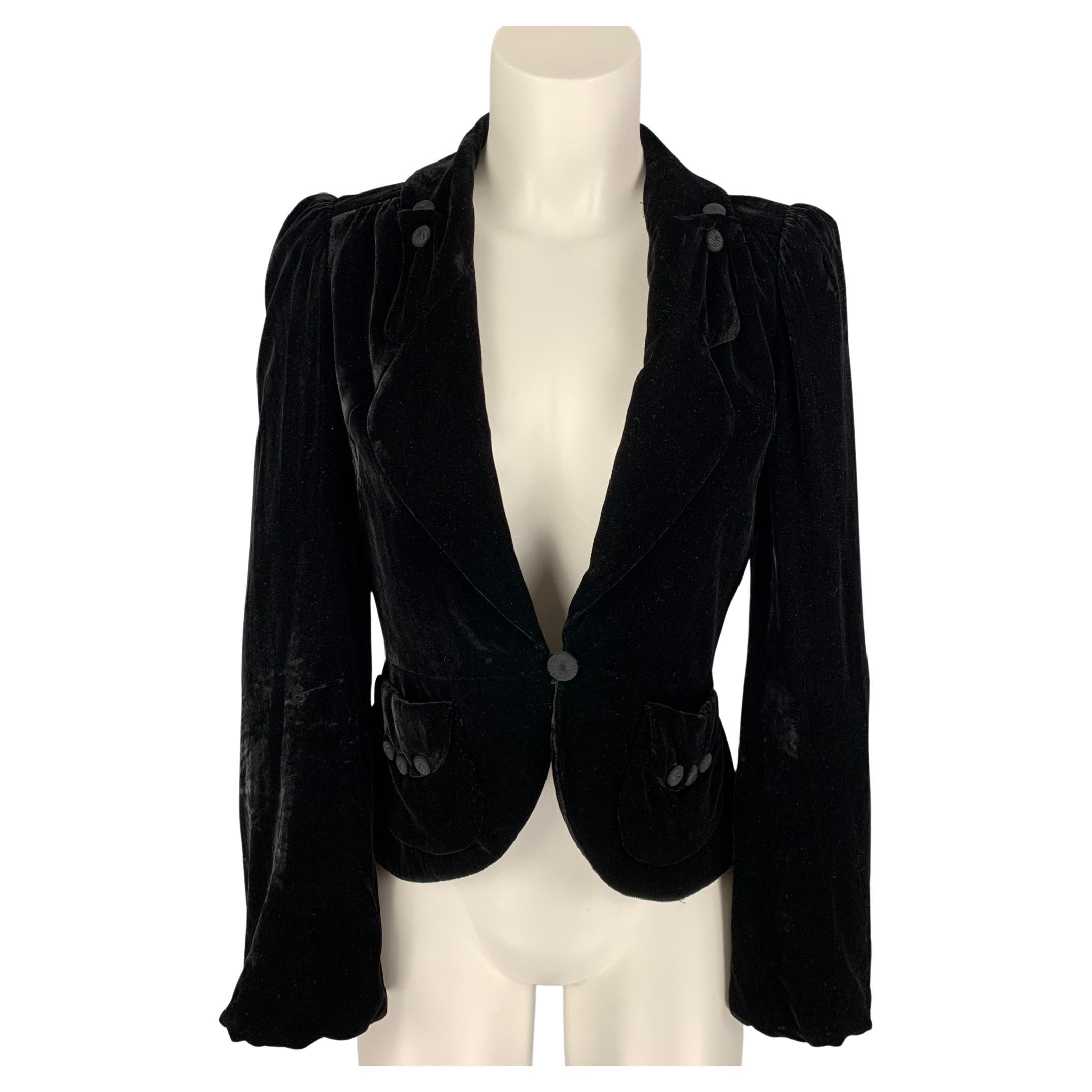 MARC JACOBS Size 2 Black Rayon Blend Velvet Jacket