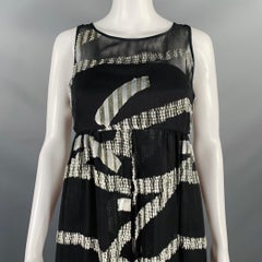 MARC JACOBS Größe 2 Schwarz Silber Seidenmischung Jacquard ärmelloses Kleid