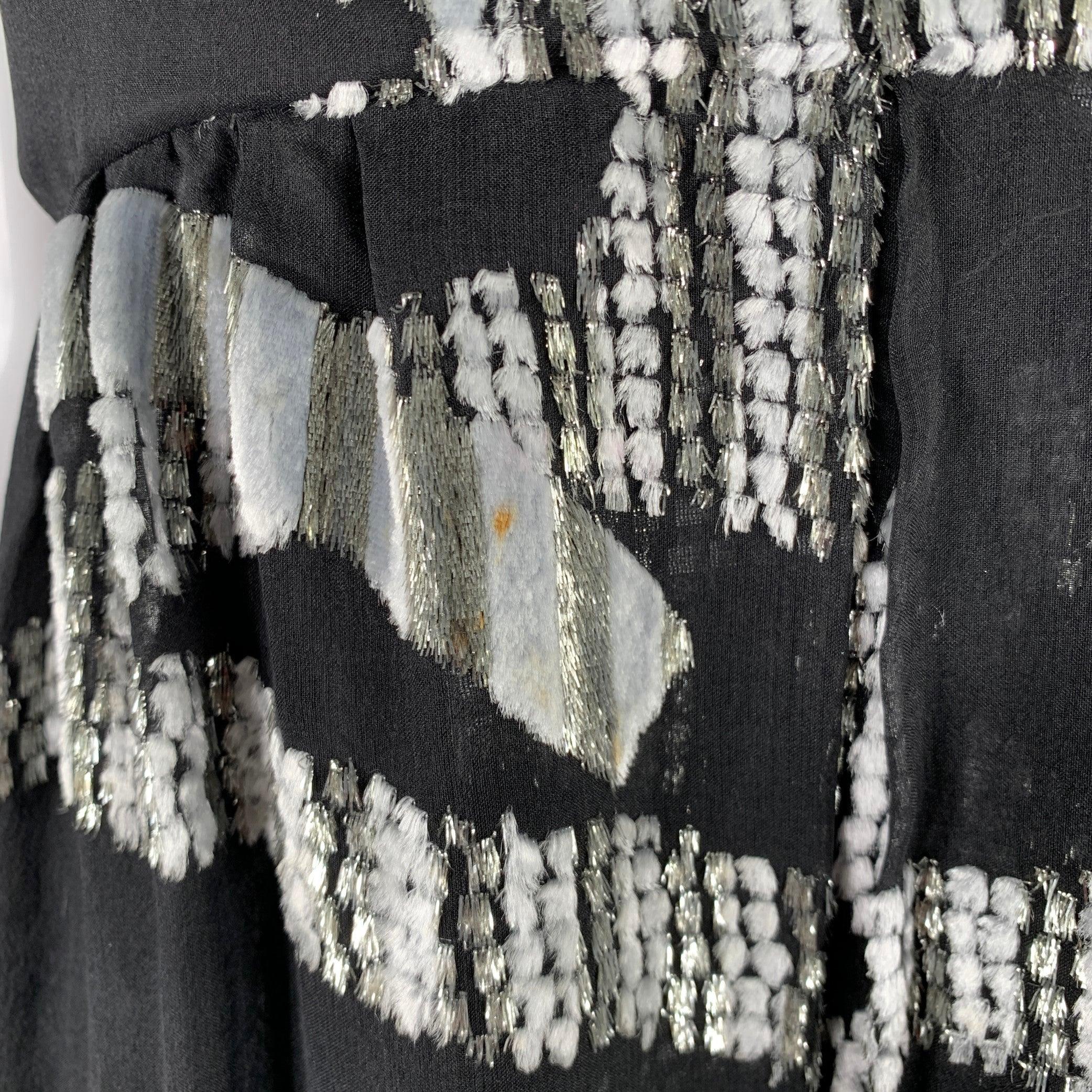 MARC JACOBS Size 2 Black Silver Silk Blend Jacquard Sleeveless Dress For Sale 1