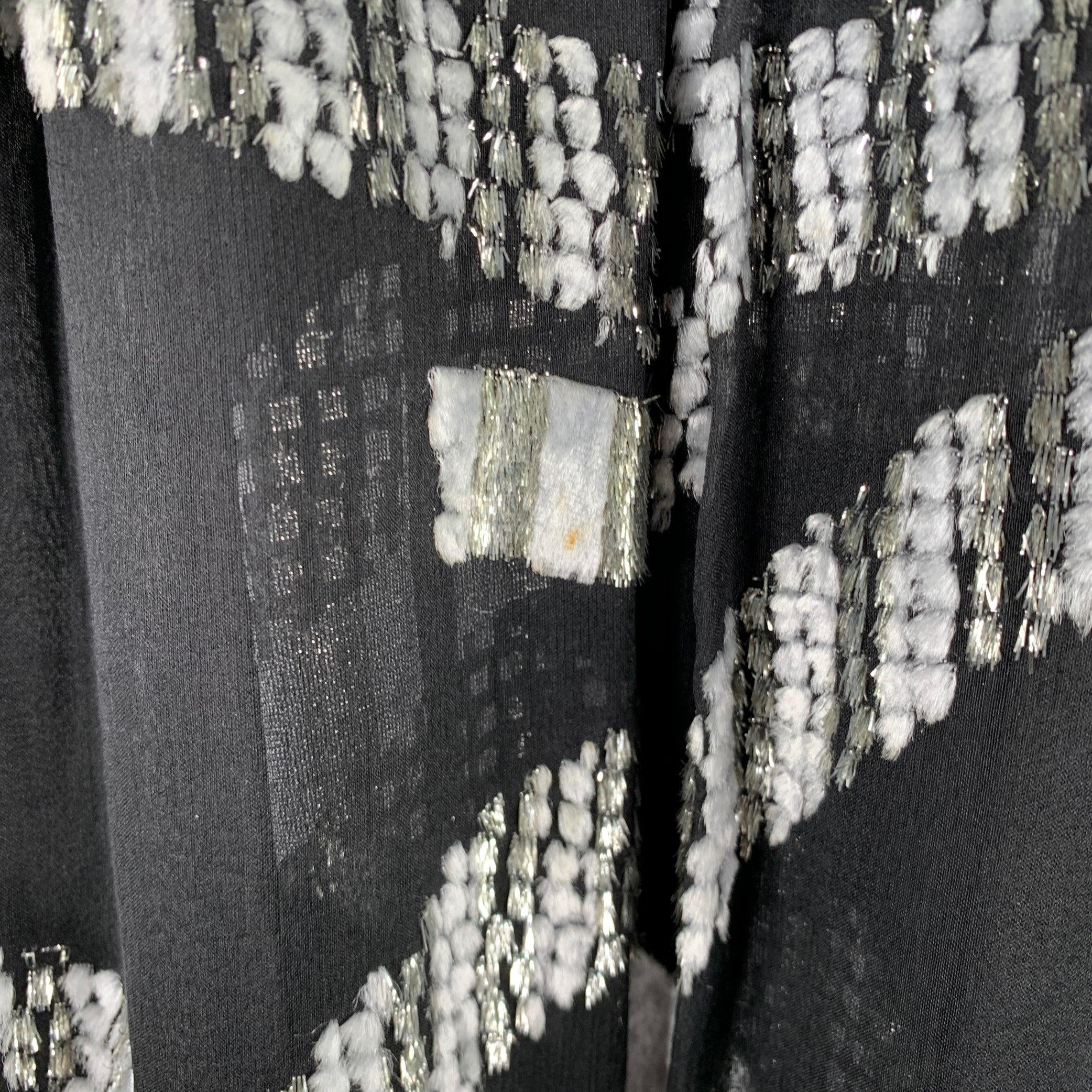 MARC JACOBS Size 2 Black Silver Silk Blend Jacquard Sleeveless Dress For Sale 2