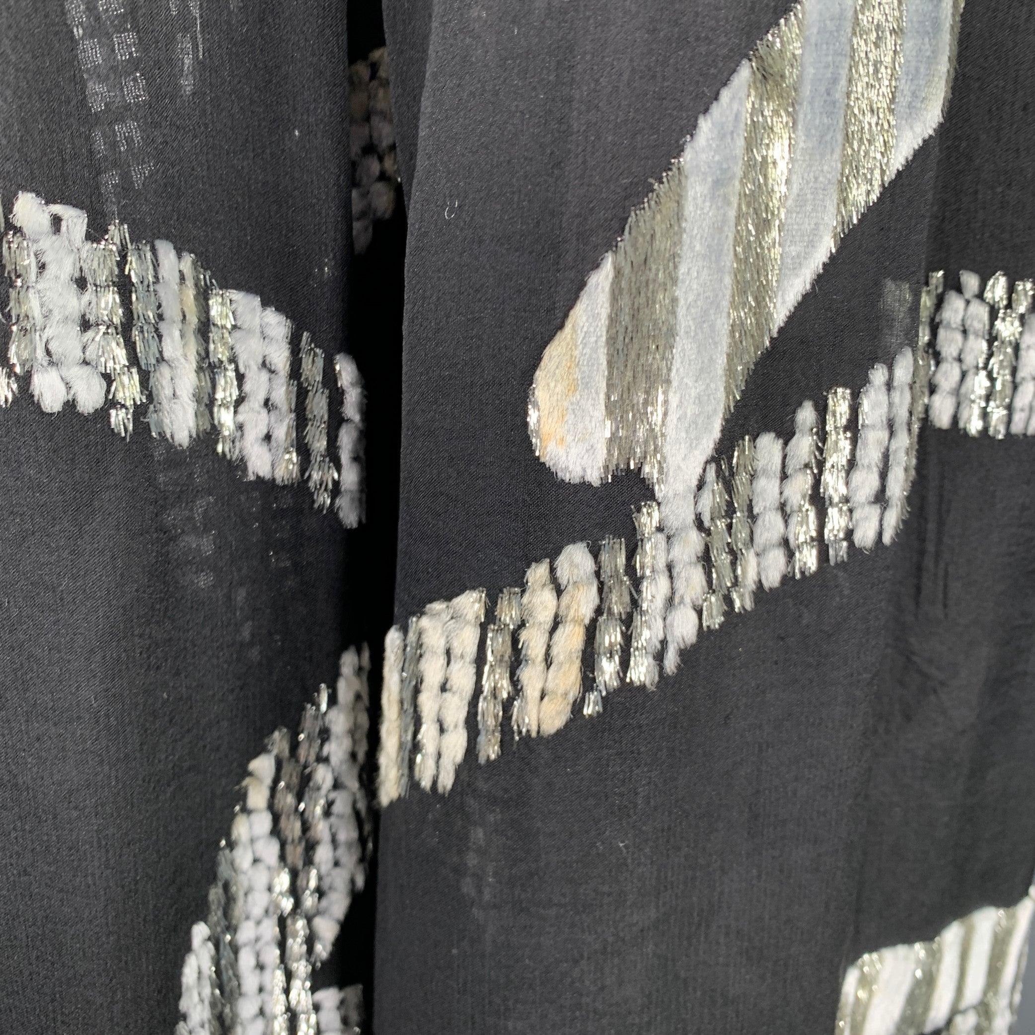 MARC JACOBS Size 2 Black Silver Silk Blend Jacquard Sleeveless Dress For Sale 3