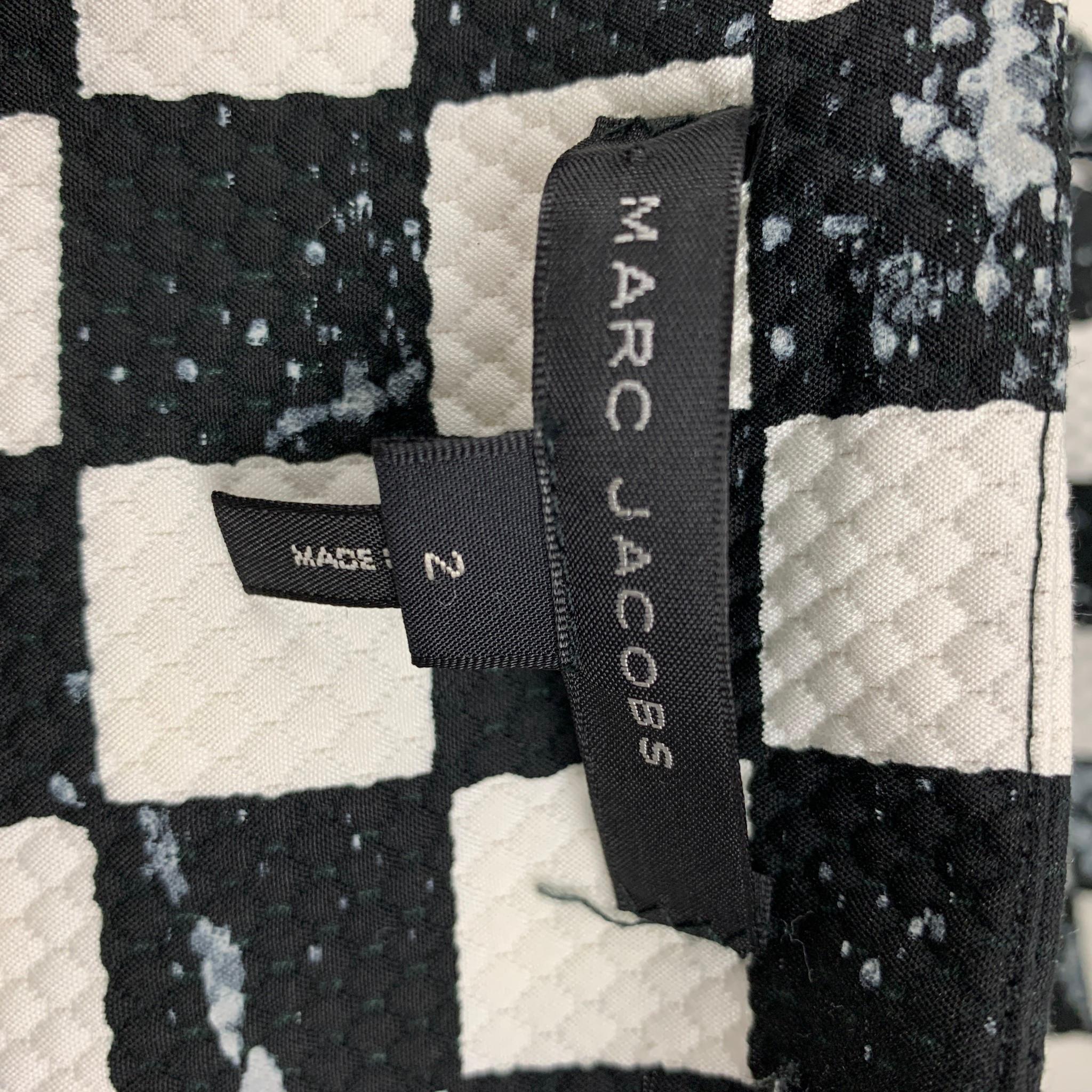 MARC JACOBS Size 2 Black White Cotton Blend Checkered Circle Long Skirt 1