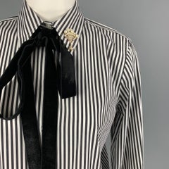 MARC JACOBS Size 2 Black White Cotton Stripe Button Up Shirt