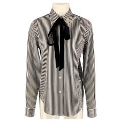 MARC JACOBS Size 2 Black White Cotton Stripe Button Up Shirt