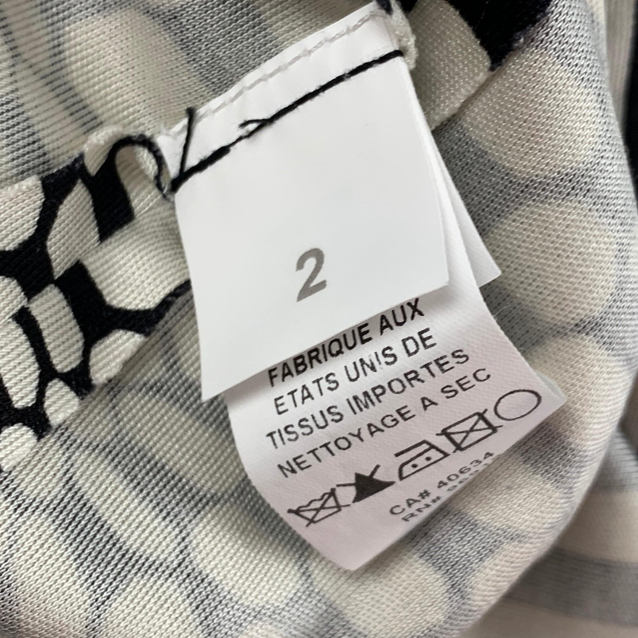 De las mujeres MARC JACOBS Talla 2 Negro Blanco Seda Gráfico Vestido Midi Manga Larga en venta