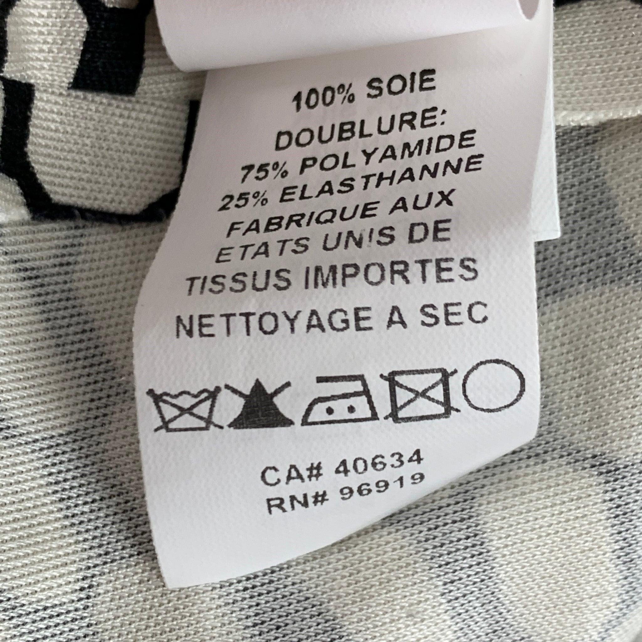 MARC JACOBS Talla 2 Negro Blanco Seda Gráfico Vestido Midi Manga Larga en venta 1