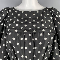 MARC JACOBS Size 2 Black White Silk Polka Dot A-Line Dress