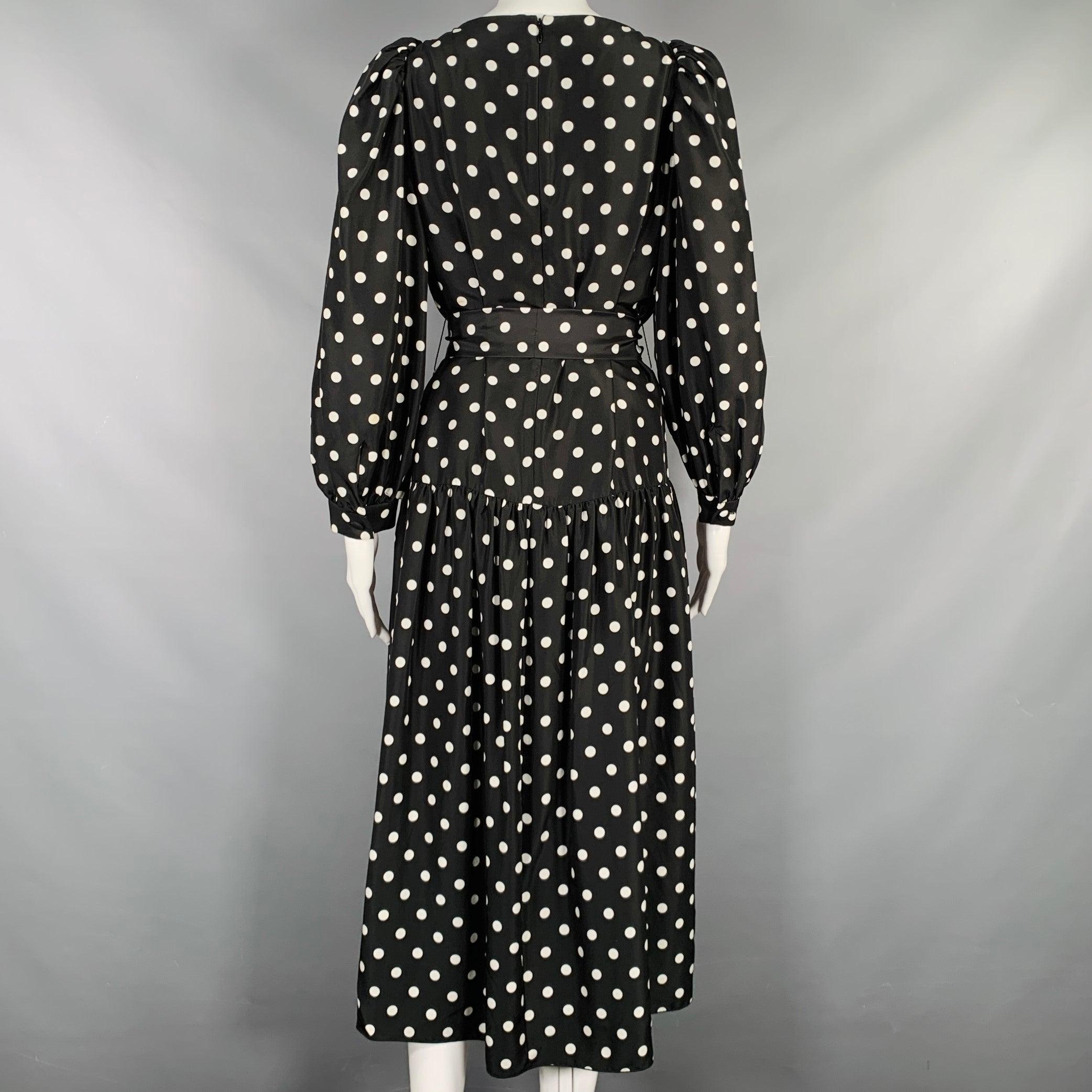 MARC JACOBS Talla 2 Vestido en línea A de lunares de seda blanca y negra en Excelente estado para la venta en San Francisco, CA