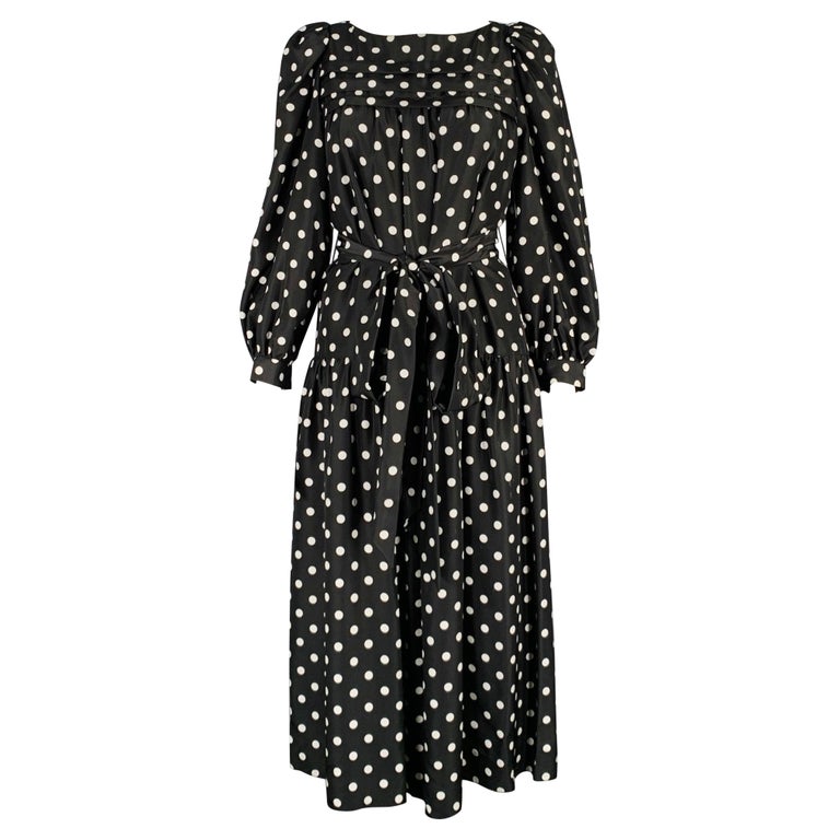 MARC JACOBS Size 2 Black White Silk Polka Dot A-Line Dress For Sale at  1stDibs