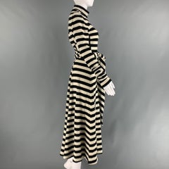 MARC JACOBS Size 2 Black White Wool Nylon Stripe Maxi Dress