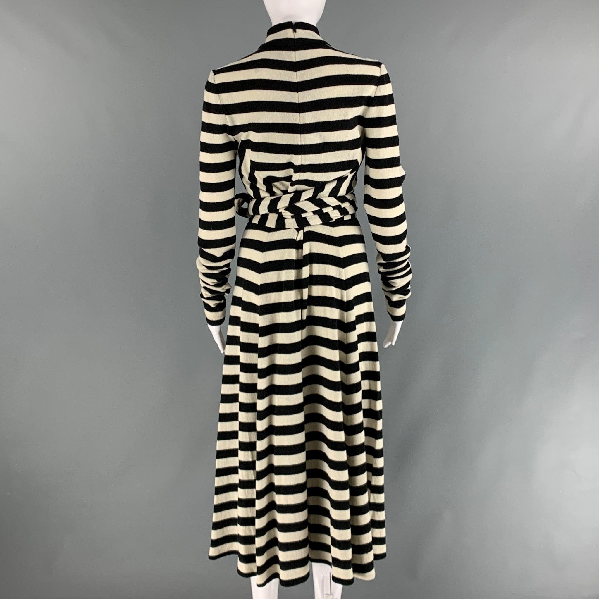 MARC JACOBS Size 2 Black White Wool Nylon Stripe Maxi Dress In Good Condition For Sale In San Francisco, CA