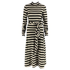 MARC JACOBS Taille 2 Robe longue à rayures en laine et nylon noir et blanc