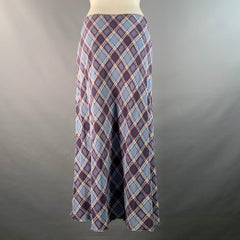 MARC JACOBS Size 2 Blue Burgundy Silk Plaid A-Line Skirt