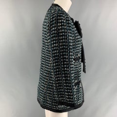 MARC JACOBS Size 2 Green Black White Boucle Textured Jacket Blazer