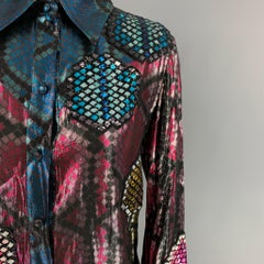 MARC JACOBS Size 2 Multi-Color Silk Polyester Sequin Print Button Up Shirt
