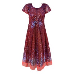 MARC JACOBS Taille 2 Orange & Blue Polyester Blend Sequined Shift Dress