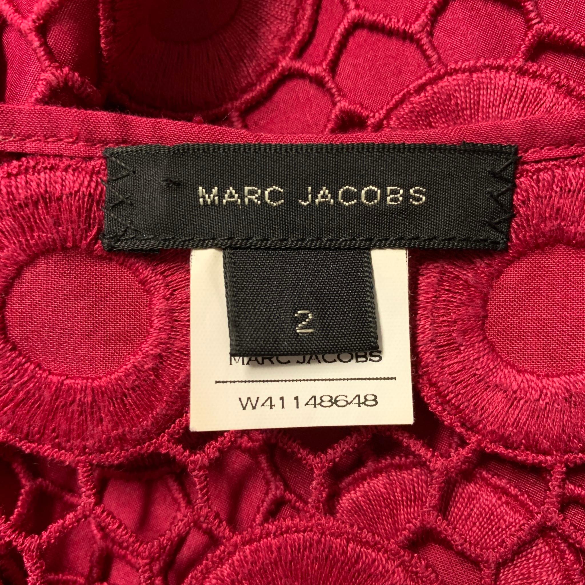 Women's MARC JACOBS Size 2 Raspberry Cotton Eyelet Sleeveless Dress Top