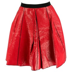 MARC JACOBS Taille 2 Jupe trapèze en coton enduit rouge et noir