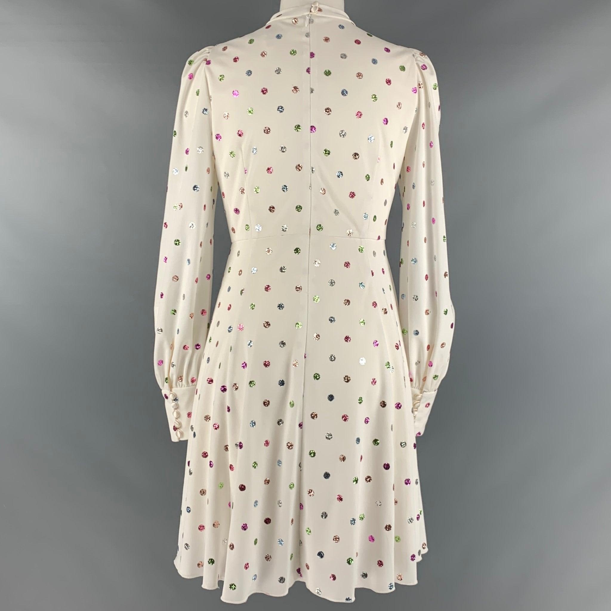 Women's MARC JACOBS Size 2 White Multi Color Polyester Dots A Line Dress