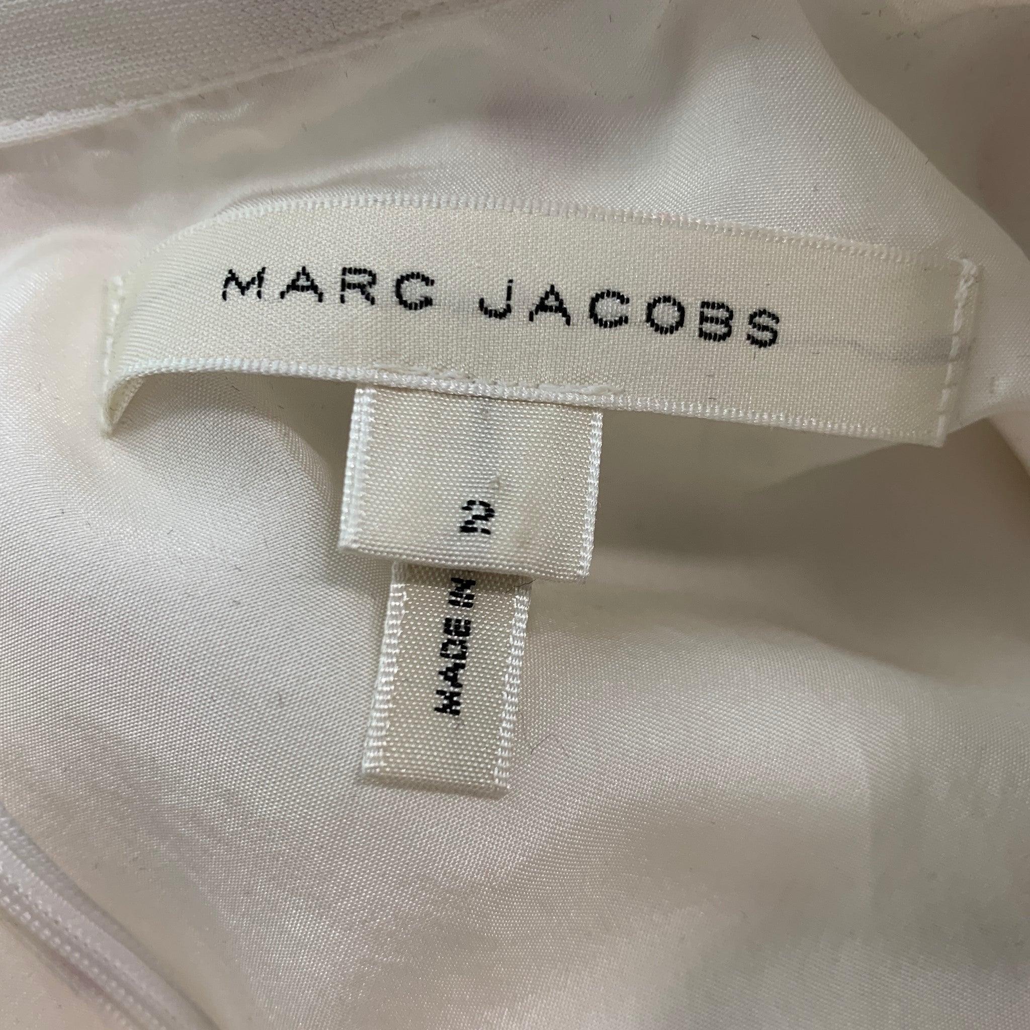 MARC JACOBS Size 2 White Multi Color Polyester Dots A Line Dress For Sale 2
