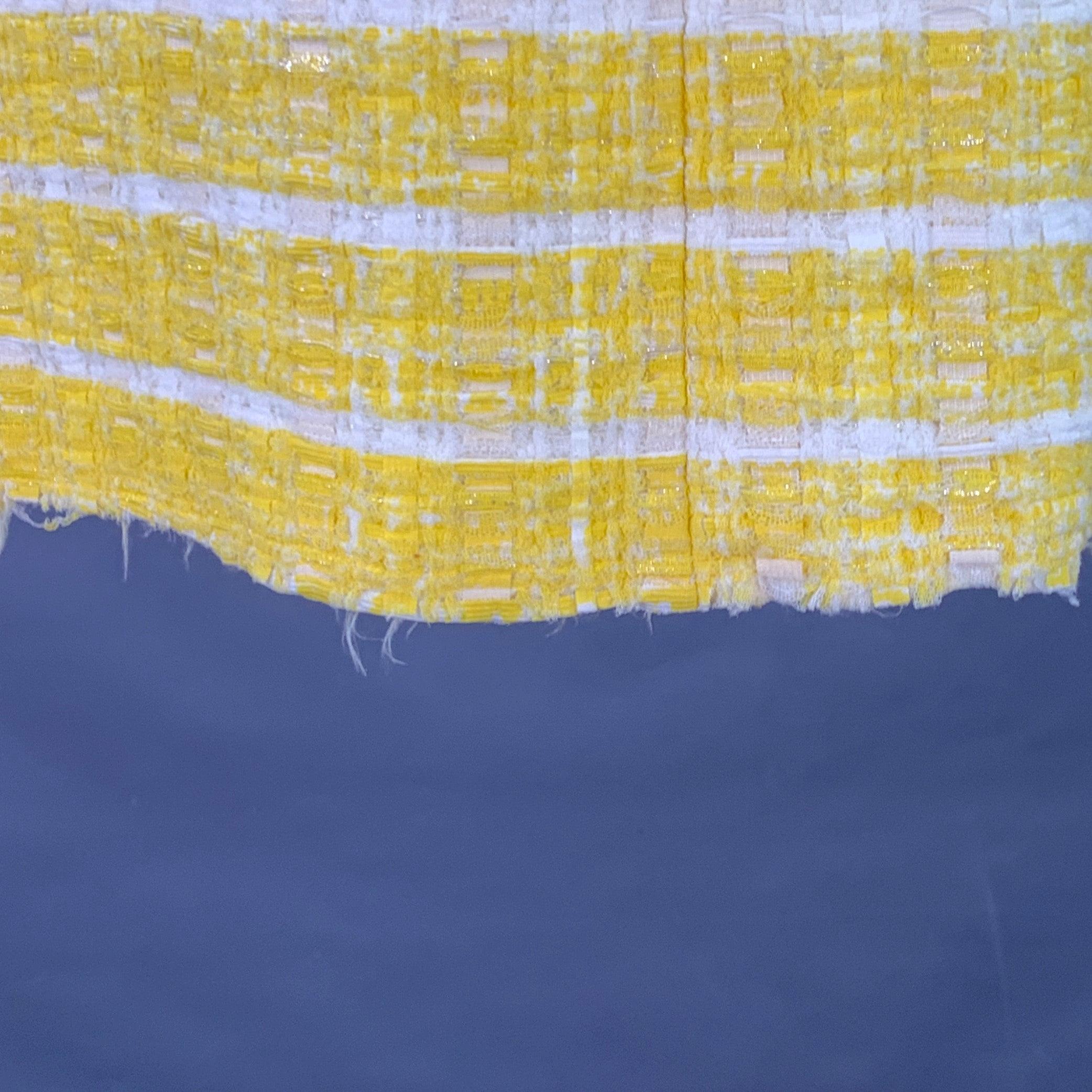 Women's MARC JACOBS Size 2 Yellow White Boucle Stripe Two Pockets Mini Skirt For Sale