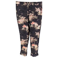 MARC JACOBS Taille 30 Pantalon décontracté à cordon de soie noir et rose à fleurs