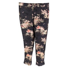 MARC JACOBS Size 30 Black Pink Floral Silk Drawstring Casual Pants