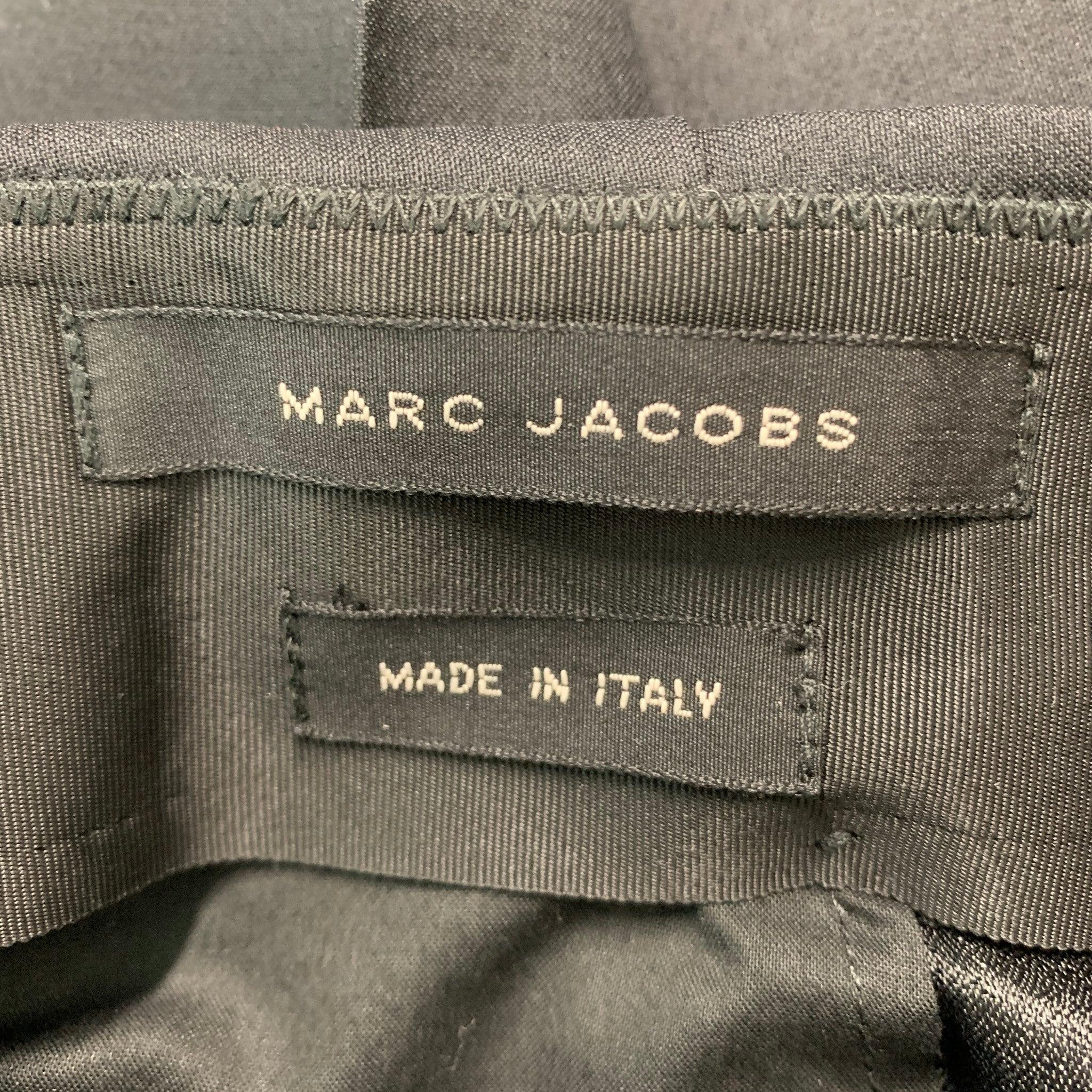 MARC JACOBS Size 32 Black Wool Blend Tuxedo Dress Pants In Excellent Condition For Sale In San Francisco, CA