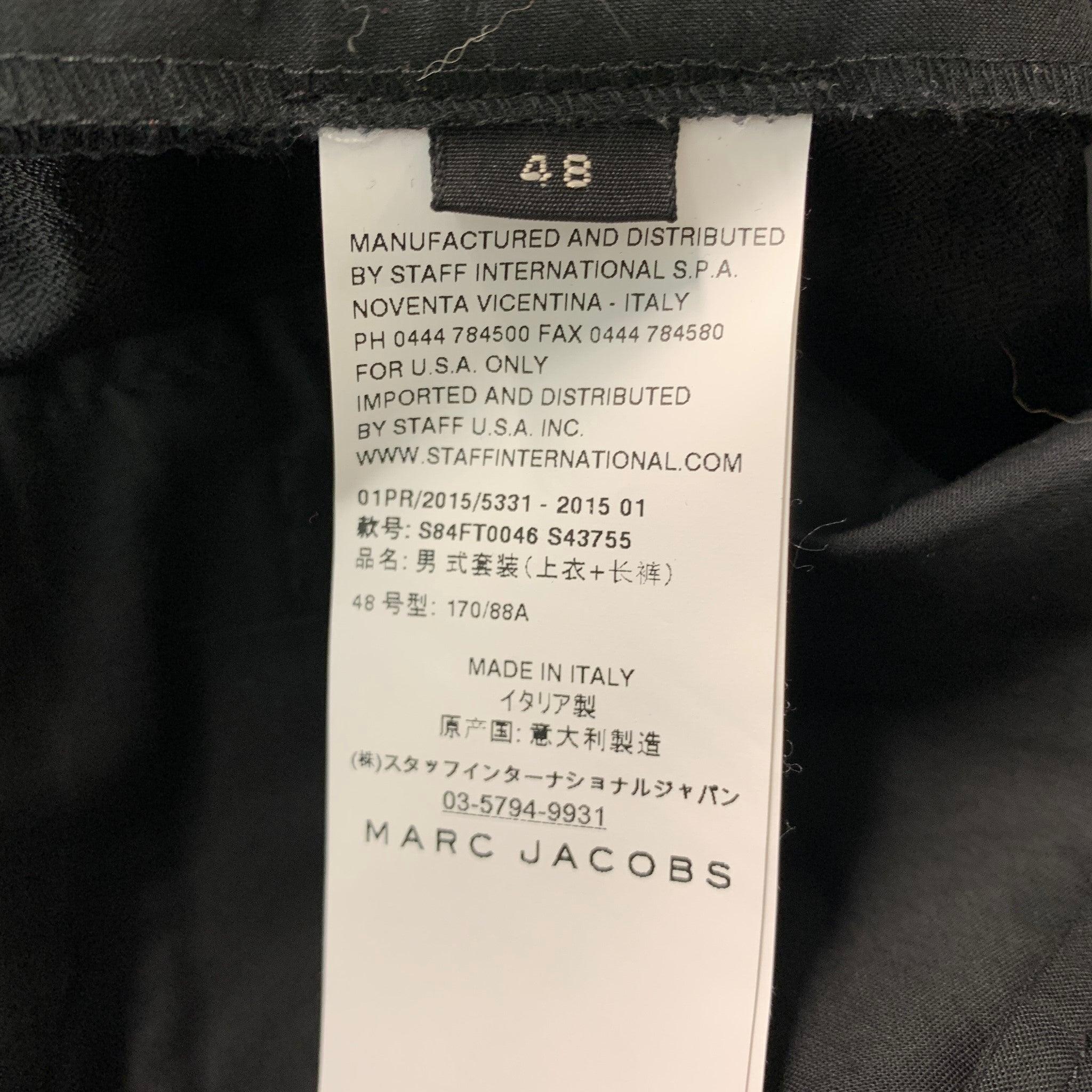 Men's MARC JACOBS Size 32 Black Wool Blend Tuxedo Dress Pants For Sale