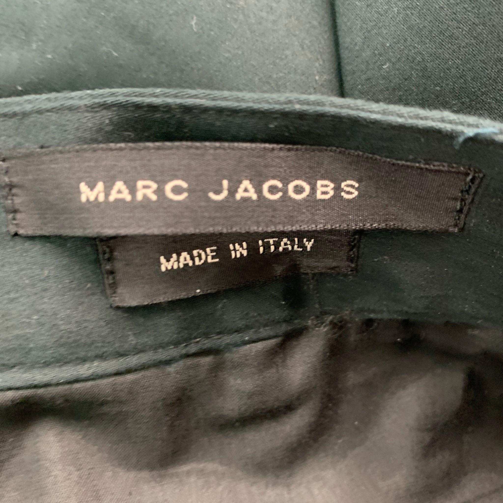 MARC JACOBS Size 32 Green Cotton Elastane Zip Fly Dress Pants In Excellent Condition For Sale In San Francisco, CA