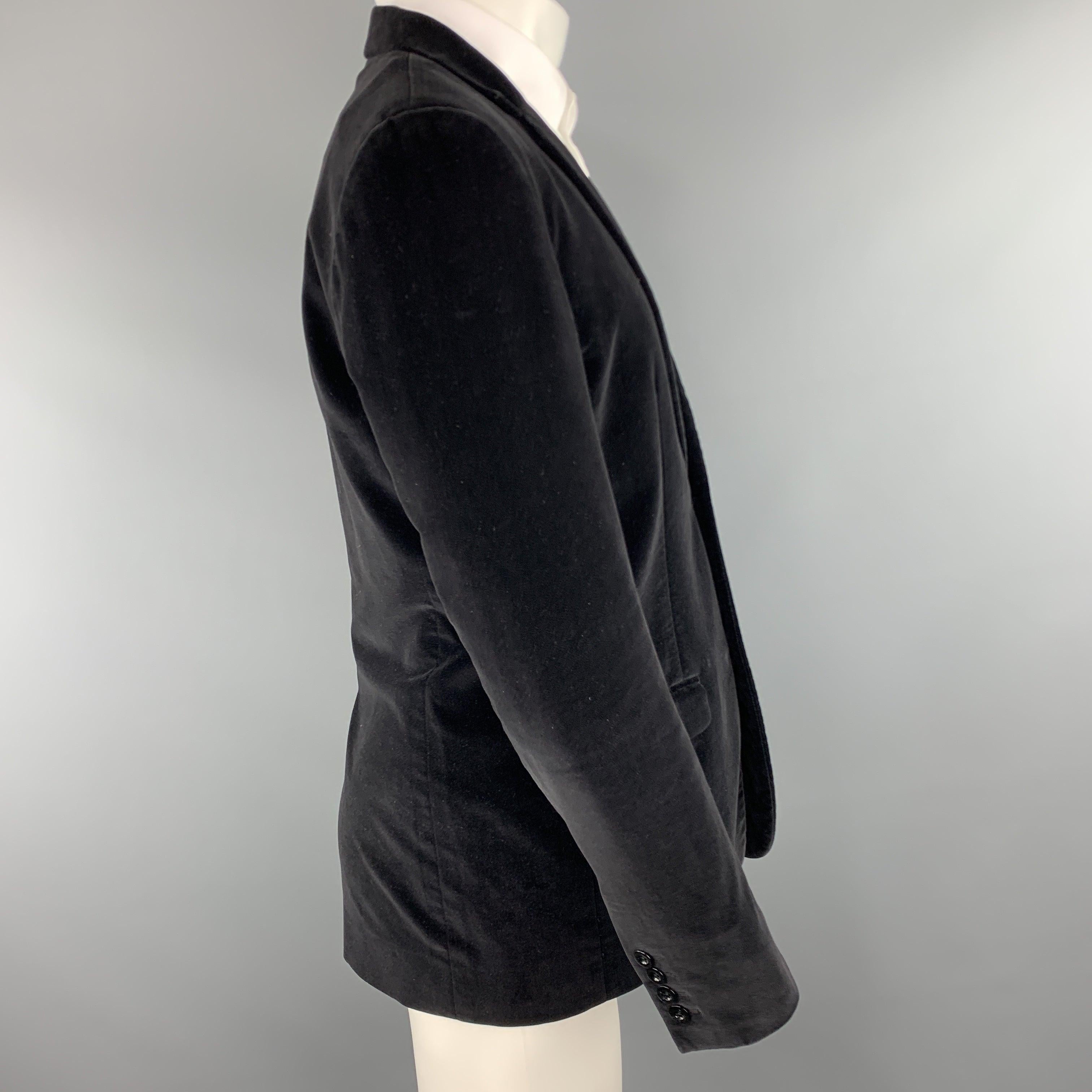 MARC JACOBS Size 36 Black Cotton Velvet Notch Lapel Sport Coat In Excellent Condition For Sale In San Francisco, CA