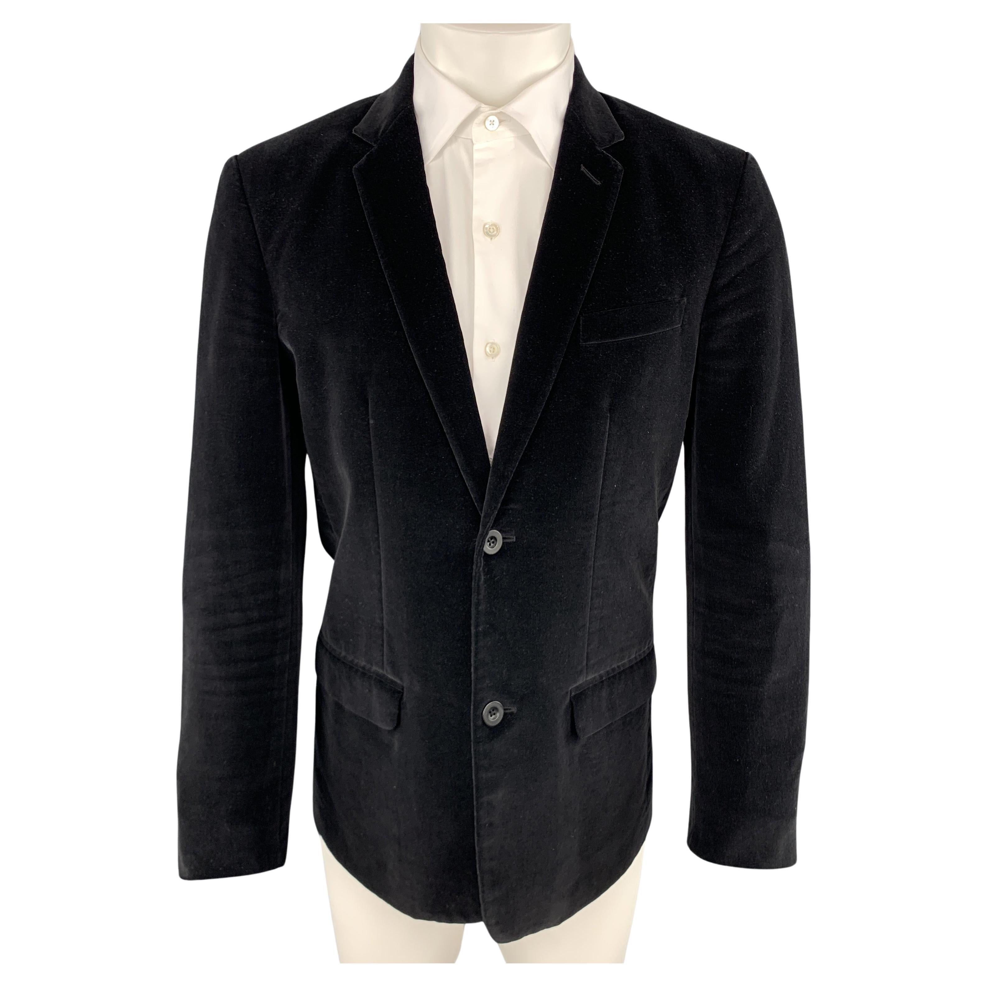 MARC JACOBS Size 36 Black Cotton Velvet Notch Lapel Sport Coat For Sale