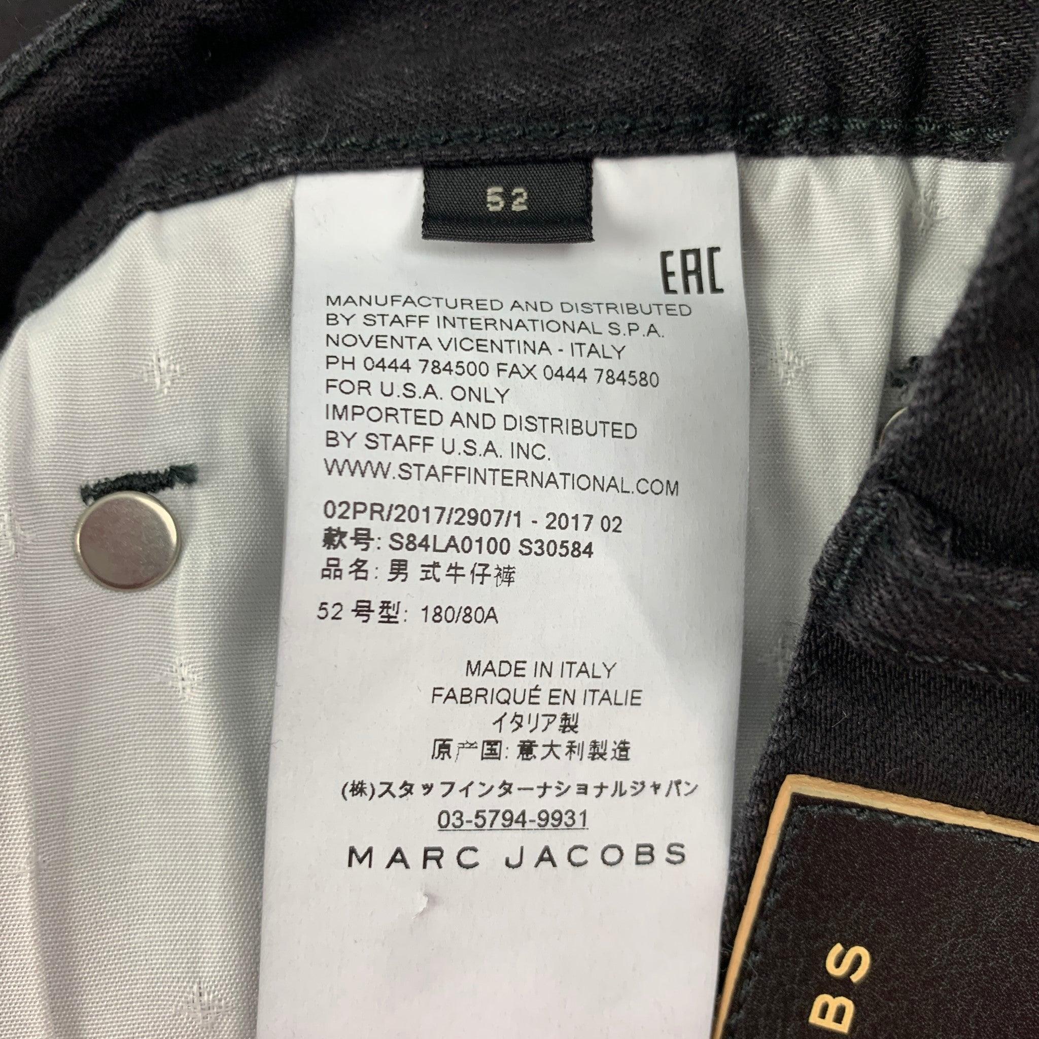 Men's MARC JACOBS Size 36 Black Cotton Zip Fly Slim Jeans For Sale