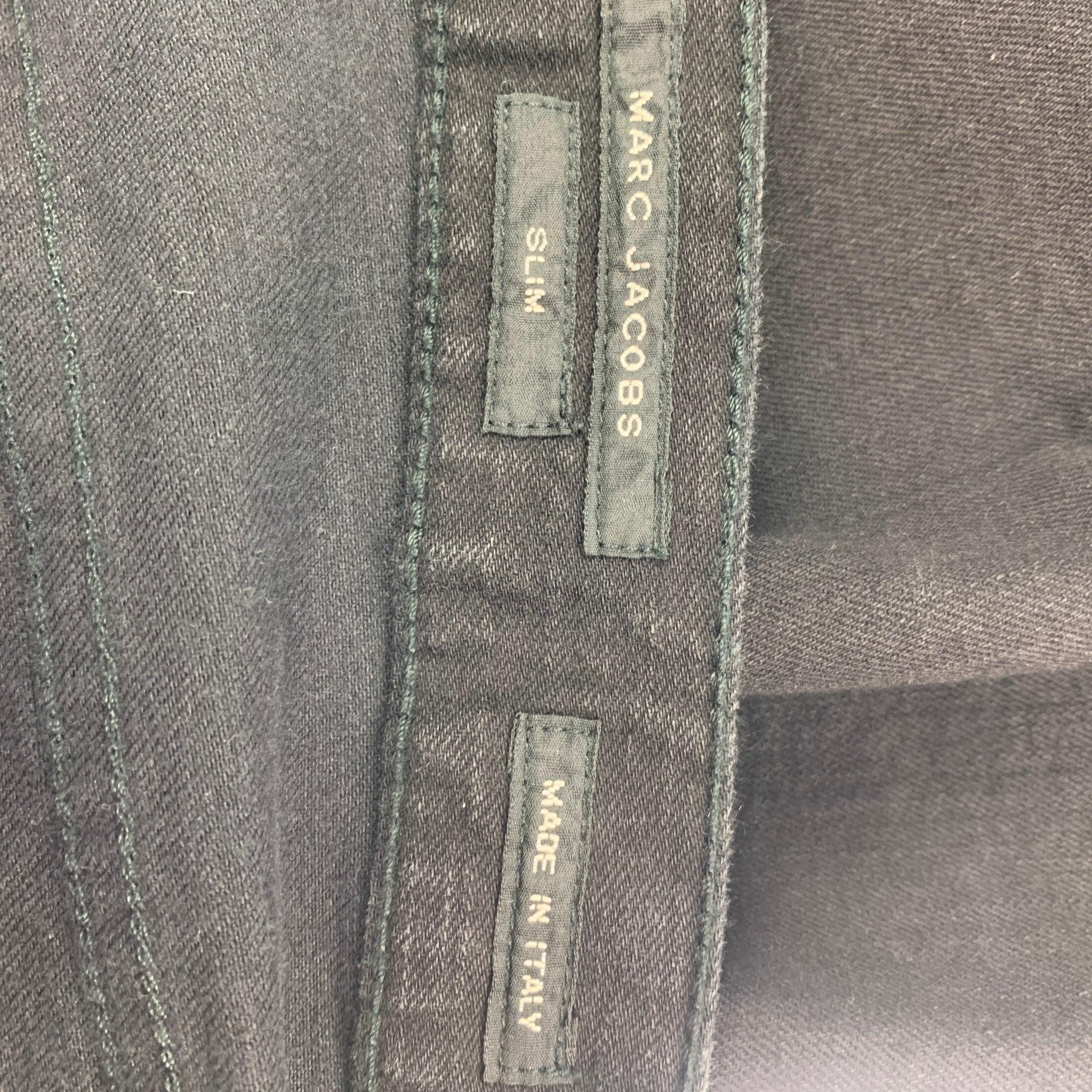 MARC JACOBS Taille 36 Jeans slim en coton noir avec fermeture éclair en vente 2