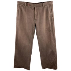 MARC JACOBS Size 36 Brown Cotton Wide Leg Dress Pants