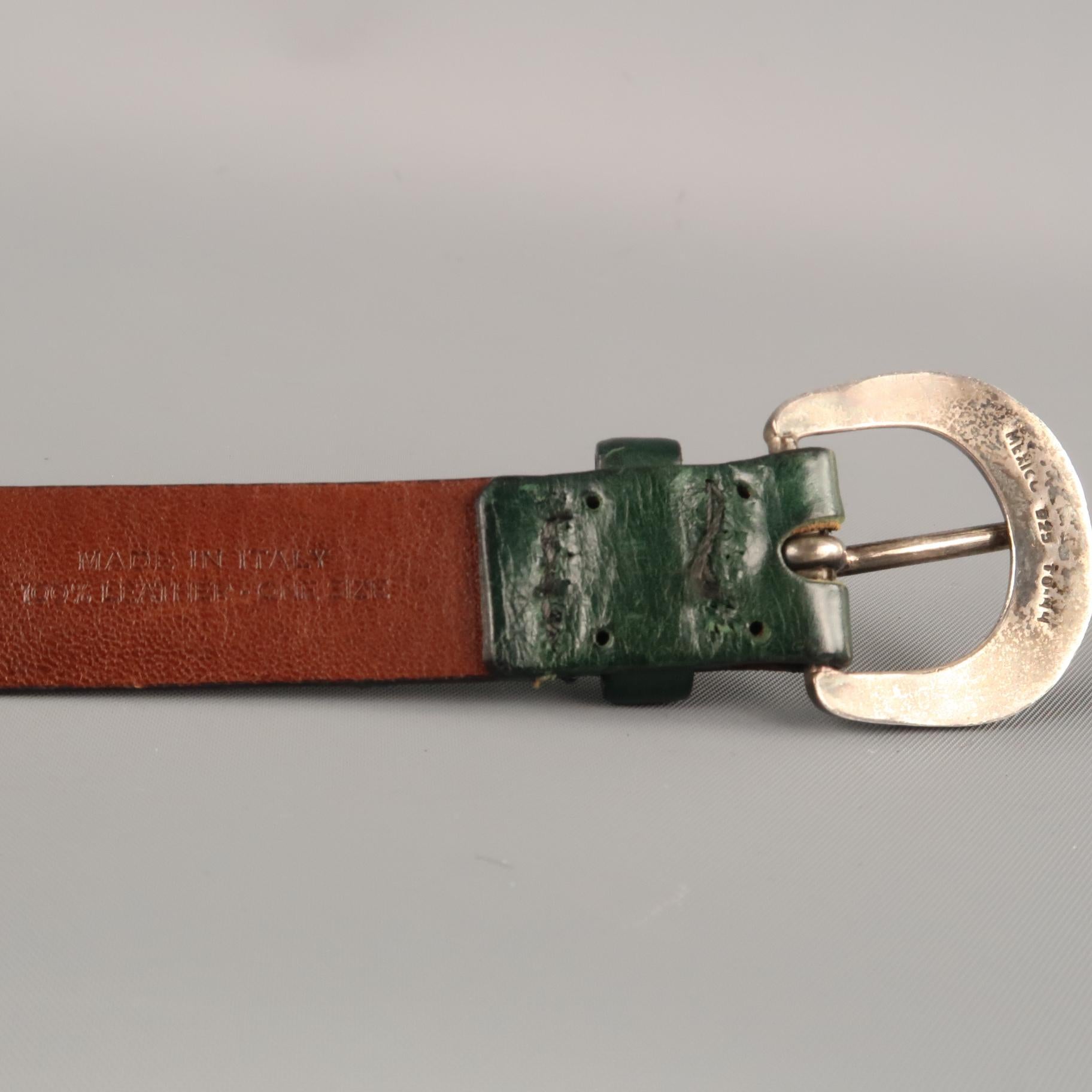 MARC JACOBS Size 36 Forest Green Leather Belt 4