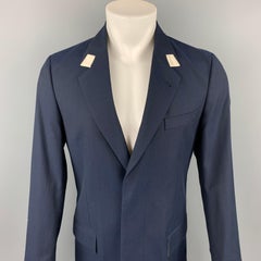 MARC JACOBS Size 36 Navy Wool / Cotton Notch Lapel Coat