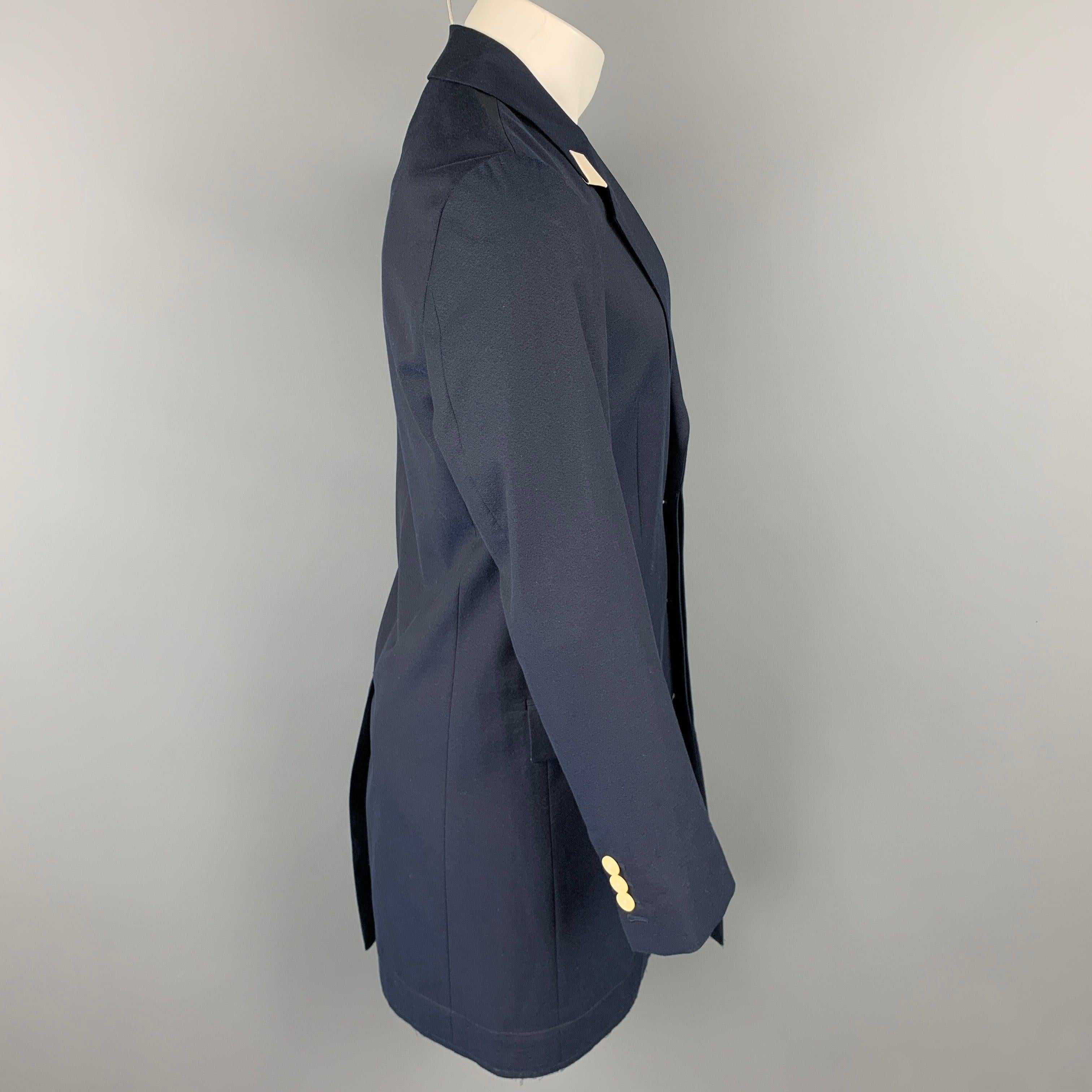 MARC JACOBS Size 36 Navy Wool / Cotton Notch Lapel Coat In Good Condition For Sale In San Francisco, CA
