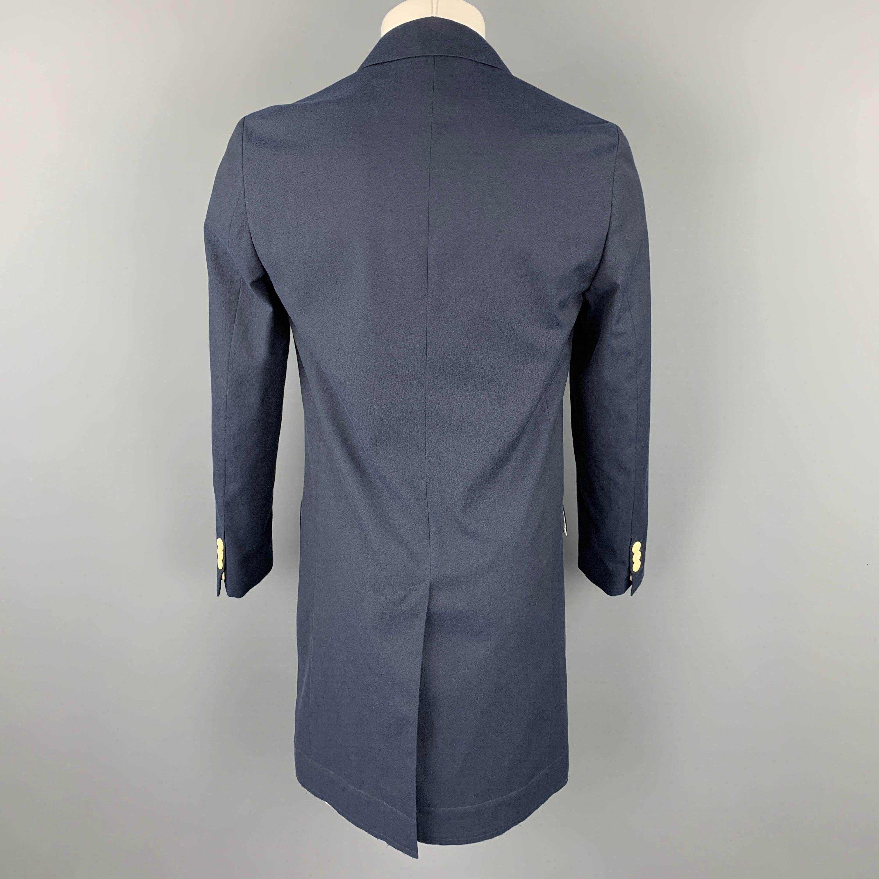 MARC JACOBS Size 36 Navy Wool / Cotton Notch Lapel Coat In Excellent Condition In San Francisco, CA