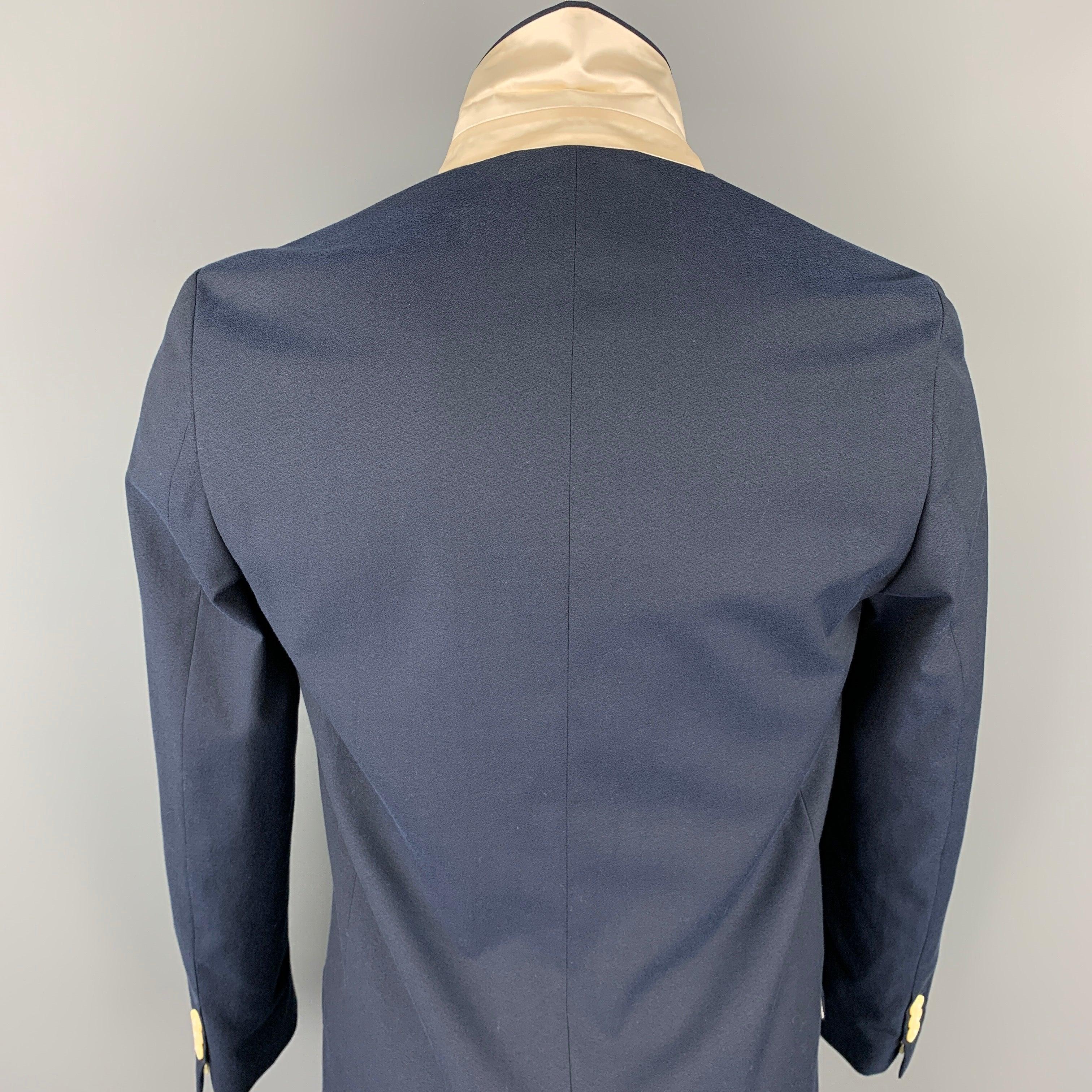 MARC JACOBS Size 36 Navy Wool / Cotton Notch Lapel Coat For Sale 2