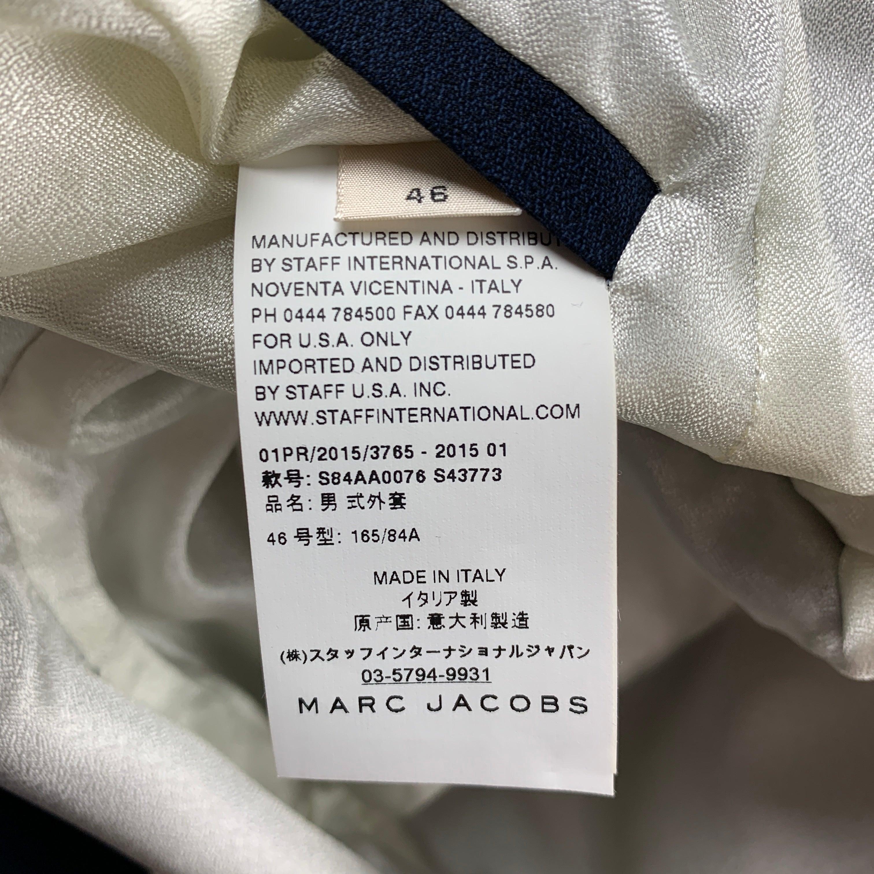 MARC JACOBS Size 36 Navy Wool / Cotton Notch Lapel Coat For Sale 3