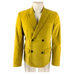 MARC JACOBS Size 36 Yellow Solid Cotton Velvet Peak Lapel Sport Coat