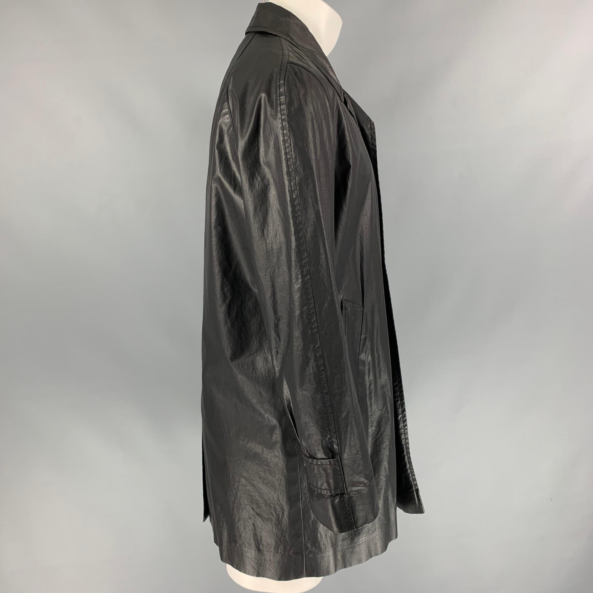 MARC JACOBS Size 38 Black Coated Cotton Blend Buttoned Coat In Good Condition In San Francisco, CA