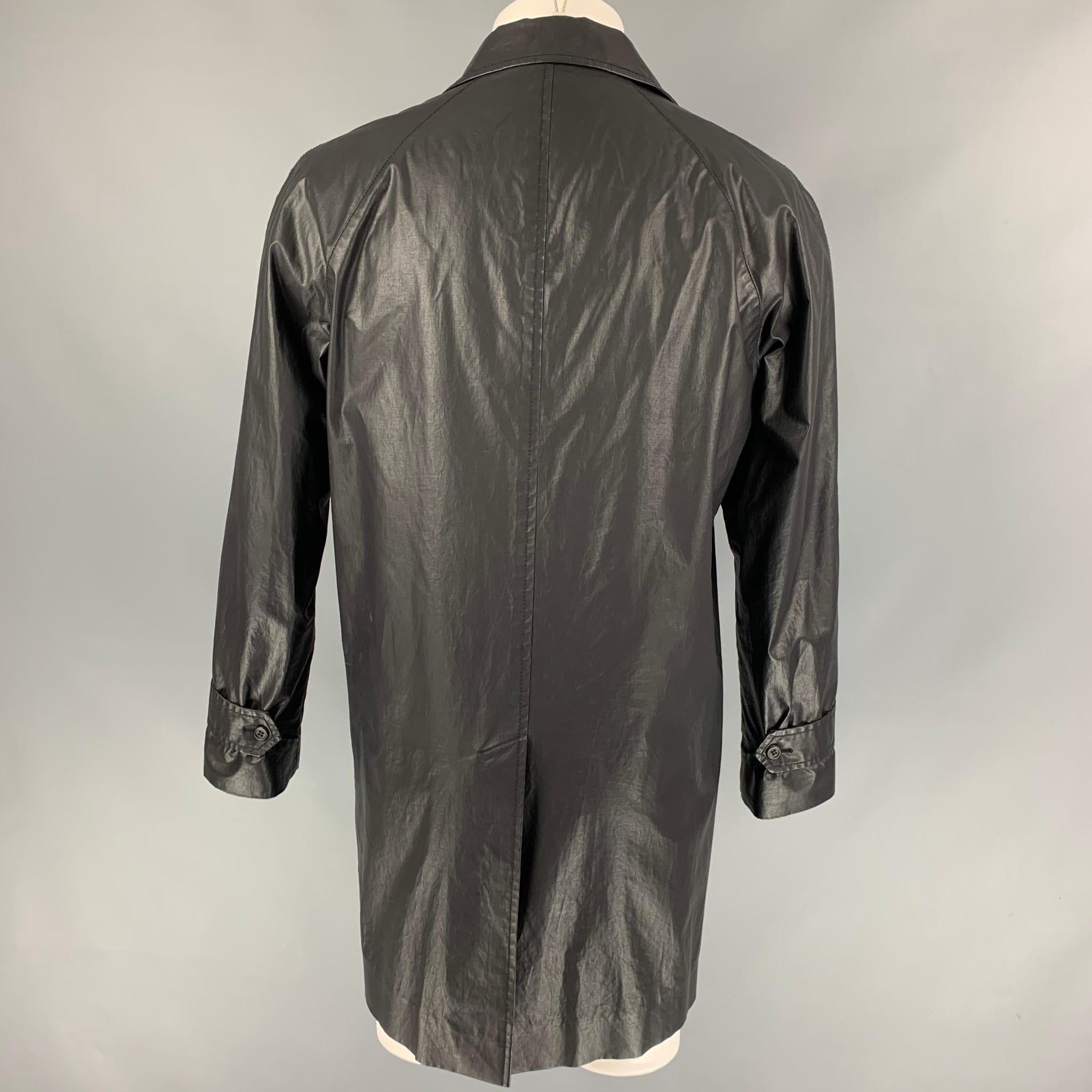 Men's MARC JACOBS Size 38 Black Coated Cotton Blend Buttoned Coat