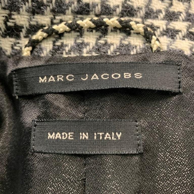 Men's MARC JACOBS Size 38 Black White Houndstooth Wool Notch Lapel Sport Coat For Sale
