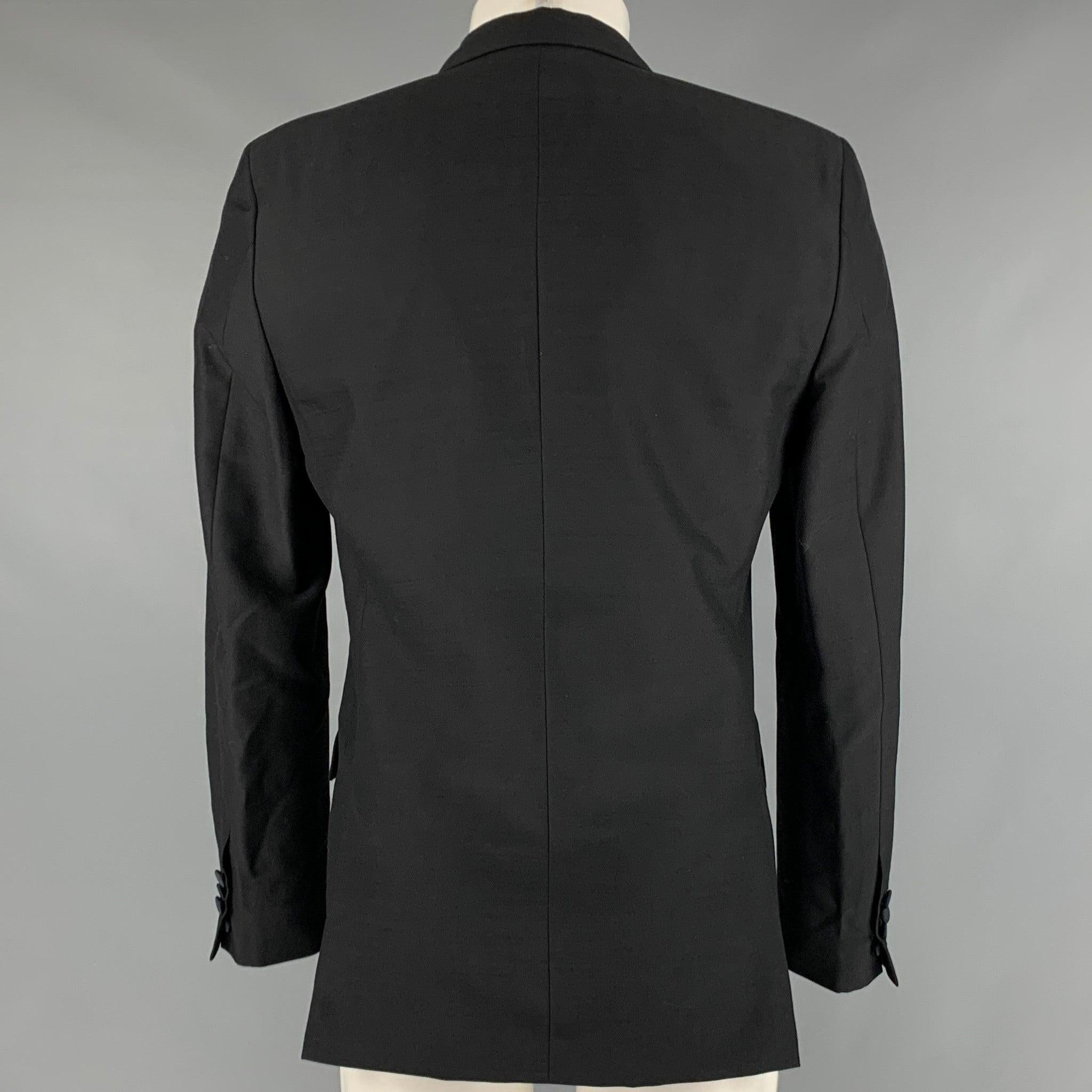 MARC JACOBS Size 38 Black Wool Polyester Tuxedo Sport Coat In Good Condition For Sale In San Francisco, CA